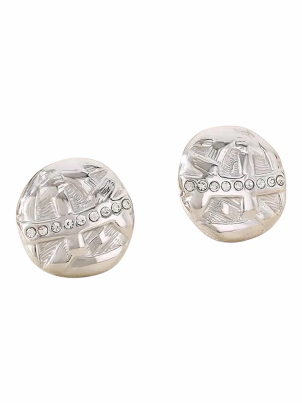 Geometric Crystal Accented Stud Earrings NWT Gold Ion Plated